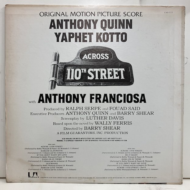 Bobby Womack / OST Across 110th Street Uas5225 :通販 ジャズ レコード 買取 Bamboo Music