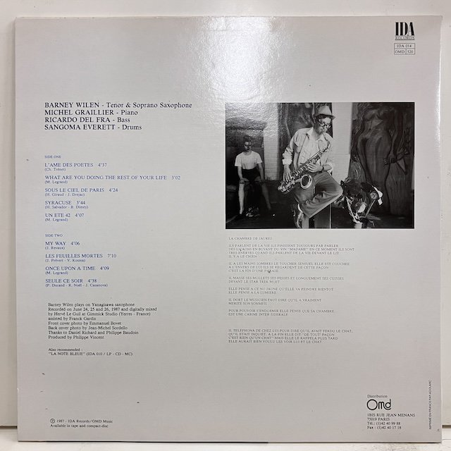 Barney Wilen / French Ballads ida014 :通販 ジャズ レコード 買取 Bamboo Music