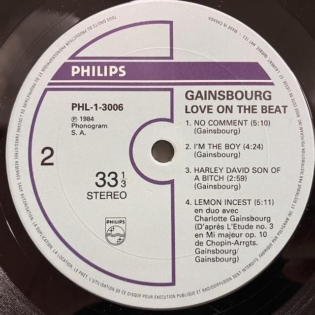 Serge Gainsbourg / Love On The Beat PHL-1-3006 :通販 ジャズ