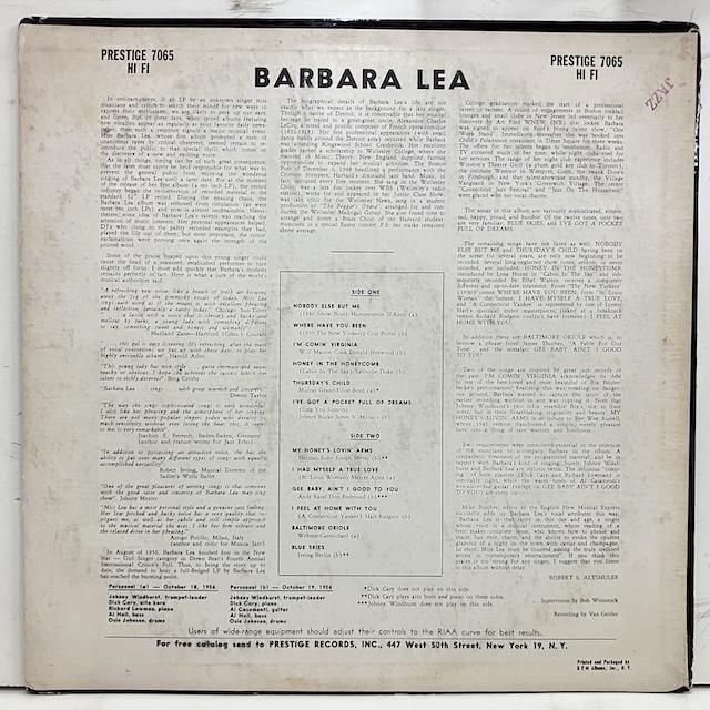 その他 TEST PRESS Barbara Lea Johnny Windhurst Barbara Lea - Barbara Lea With The Johnny Windhurst Quintets