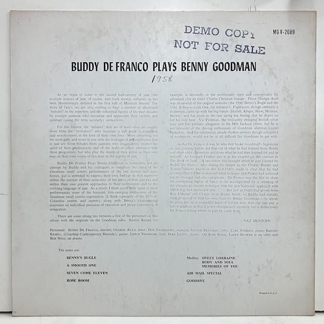 Buddy De Franco / Plays Benny Goodman mgv2089 :通販 ジャズ
