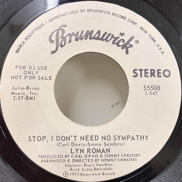 Lyn Roman / Stop I Don't Need No Sympathy 55508 :通販 ジャズ