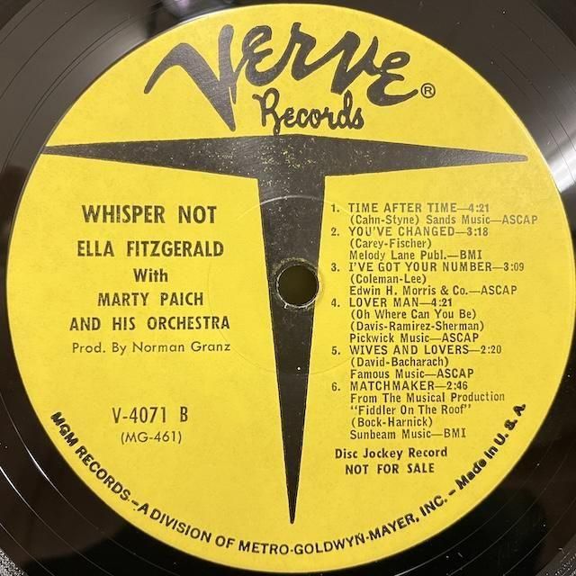 Ella Fitzgerald / Whisper Not V6-4071 :通販 ジャズ レコード