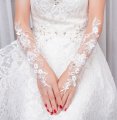 お花の刺繍にビーズが輝く　フィンガーレスタイプ　ロングタイプ　ウェディンググローブ　ウェディング　グローブ　グローブス　手袋　結婚式　花嫁　付属　アクセサリー　MS2608