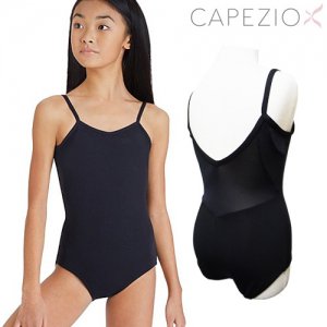 Capezio[カペジオ]バックメッシュ キャミレオタード スカート無 ブラック バレエレオタード*tc10904c