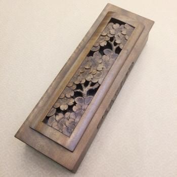 軽井沢彫り 軽井沢彫 シバザキ 文箱 小箱 桜彫刻 （文箱(小)-A柄