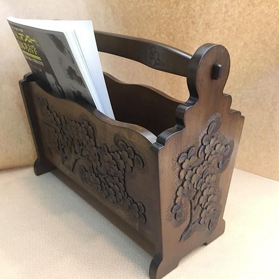 軽井沢彫り　マガジンラック　アンティーク　和風　工芸品　伝統工芸 軽井沢彫り マガジンラック アンティーク 和風 工芸品 伝統工芸