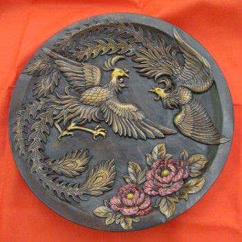 鳳凰と牡丹、飾り鉢-Phoenix and Botan
