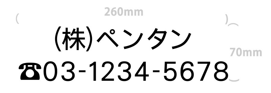 切り文字-社名5文字+電話番号(文字サイズ3cm)｜260mm×70mm