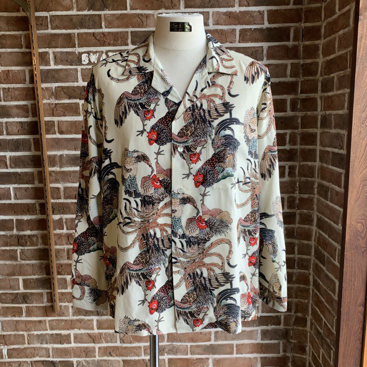 GAME COCK JAKUCHU ITO Long Sleeve Shirt -NIPOALOHA(ニポアロハ)の 