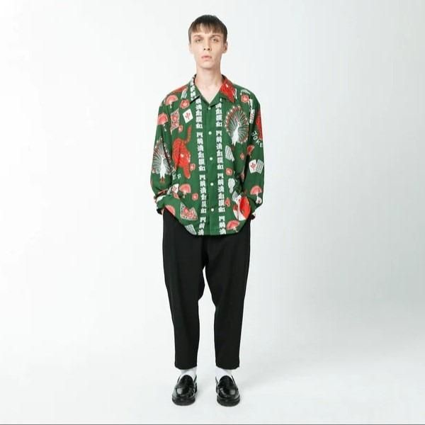 【クリーニング済・完売】Eanbe イアンべ　アロハシャツ　麻雀 / GREEN