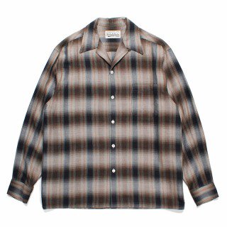 <img class='new_mark_img1' src='https://img.shop-pro.jp/img/new/icons50.gif' style='border:none;display:inline;margin:0px;padding:0px;width:auto;' /> CHECK OPEN COLLAR SHIRT / BROWN
