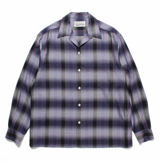 <img class='new_mark_img1' src='https://img.shop-pro.jp/img/new/icons50.gif' style='border:none;display:inline;margin:0px;padding:0px;width:auto;' /> CHECK OPEN COLLAR SHIRT / PURPLE
