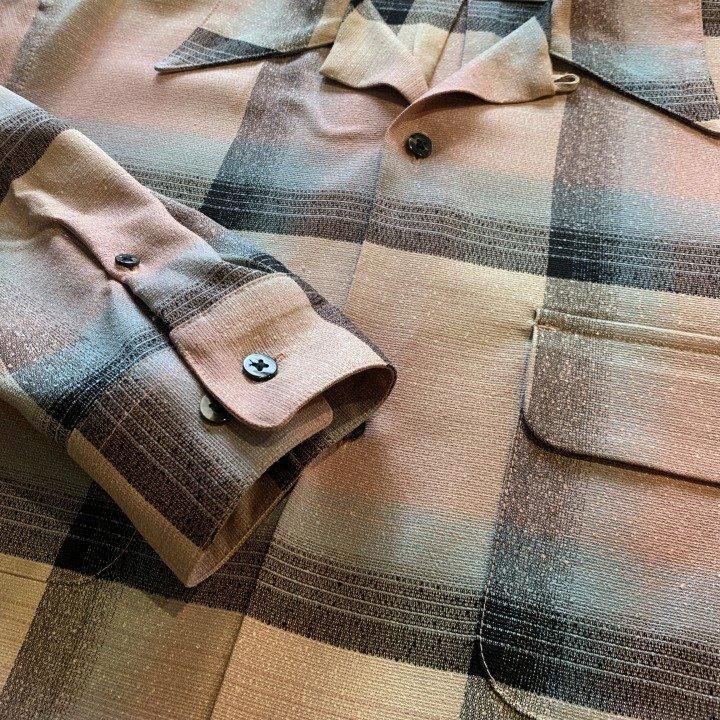 SUGARHILL [ RAYON OMBRE PLAID OPEN COLLAR BLOUSE ] PINK