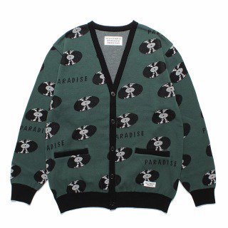 <img class='new_mark_img1' src='https://img.shop-pro.jp/img/new/icons50.gif' style='border:none;display:inline;margin:0px;padding:0px;width:auto;' />RECORDS JACQUARD KNIT CARDIGAN/GREEN