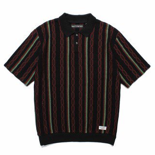 <img class='new_mark_img1' src='https://img.shop-pro.jp/img/new/icons12.gif' style='border:none;display:inline;margin:0px;padding:0px;width:auto;' /> STRIPED JACQUARD SUMMER KNIT POLO SHIRT/BLACK
