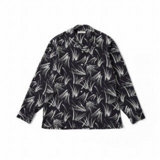 <img class='new_mark_img1' src='https://img.shop-pro.jp/img/new/icons12.gif' style='border:none;display:inline;margin:0px;padding:0px;width:auto;' />ORIGINAL PRINTED OPEN COLLAR SHIRTS(PINE NEEDLE)Long-sleeve/BLACK