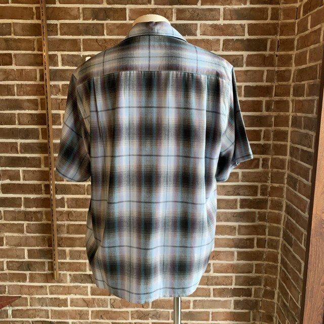 トップス WACKO MARIA OMBRE CHECK SHIRT S/S TYPE 2 OMBRE CHECK OPEN COLLAR SHIRT L/S (TYPE-2)【GRAY-BLACK