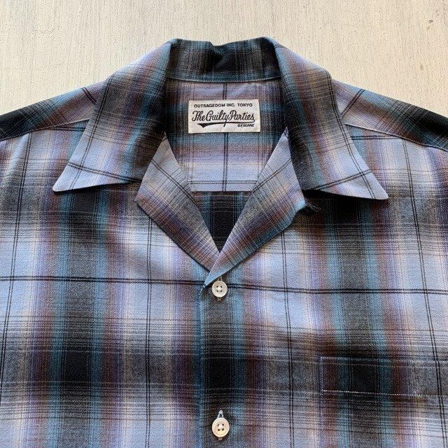 トップス wackomaria OMBRE CHECK OPEN COLLAR SHIRT WACKO MARIA/OMBRE CHECK OPEN COLLAR SHIRT（PURPLE