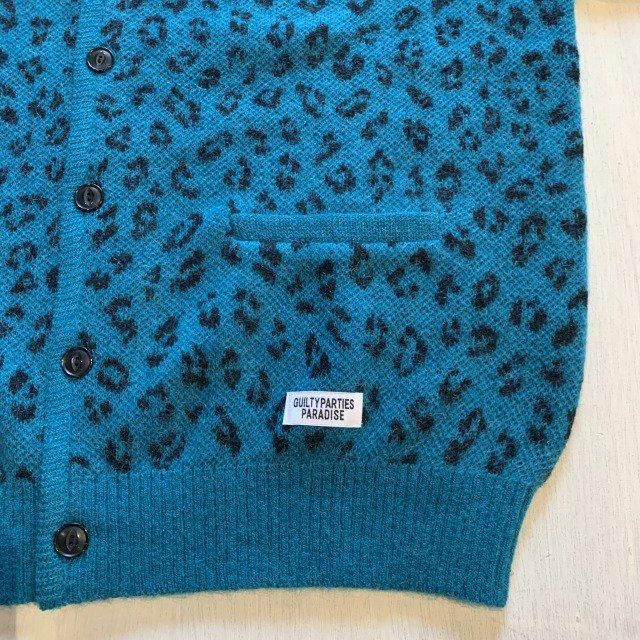 WACKO MARIA (ワコマリア) LEOPARD MOHAIR CARDIGAN ブルー サイズ:XL