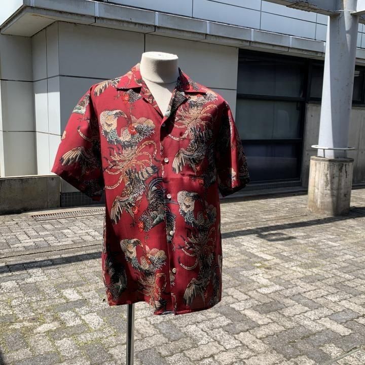 NIPOALOHA/ニポアロハ レーヨン半袖アロハシャツ | 群鶏文様