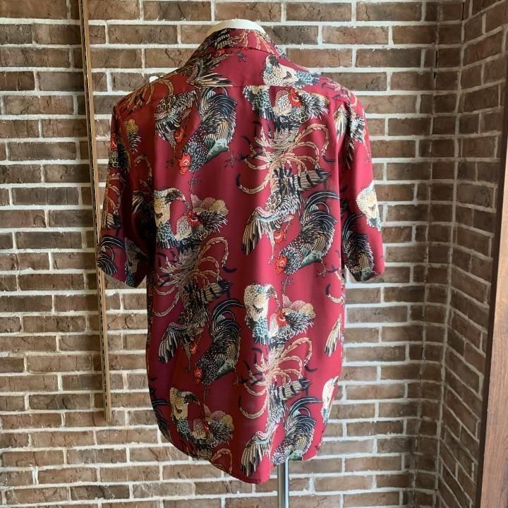 NIPOALOHA/ニポアロハ レーヨン半袖アロハシャツ | 群鶏文様 - 富山県