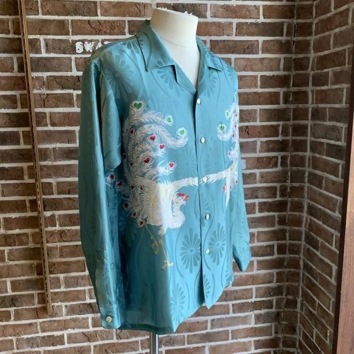 nipoaloha ニポアロハ シルク アロハシャツ NIPOALOHA ニポアロハ 半袖シャツ グレー×イエロー サイズ：1