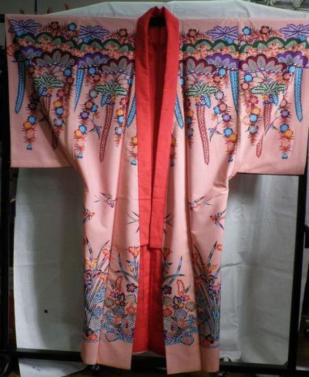 紅型打掛　一越（松柄）ピンク - 琉球舞踊 衣装、小道具・エイサーの衣装｜金城康子琉舞道場