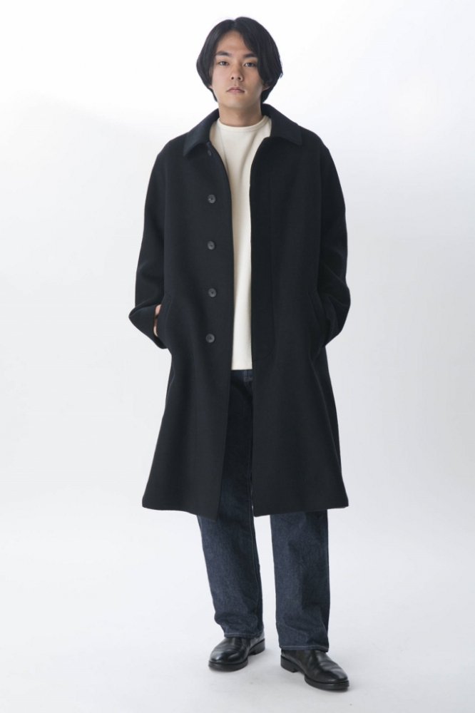 【KURO】Super 100's Big Bal Collar Coat/ブラック - セレクト