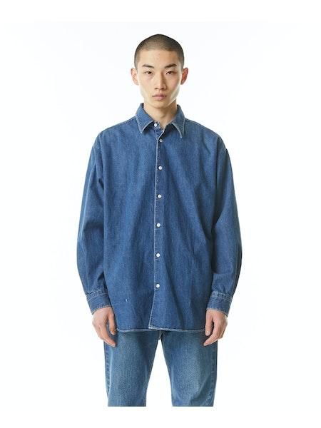 KURO】MILITARY DENIM BIG SHIRTS/フェイデッドインディゴ - セレクト