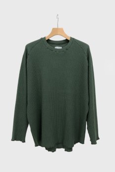 <img class='new_mark_img1' src='https://img.shop-pro.jp/img/new/icons48.gif' style='border:none;display:inline;margin:0px;padding:0px;width:auto;' />【KIIT】COTTON BIG WAFFLE L/SLEEVE TEE/グリーン