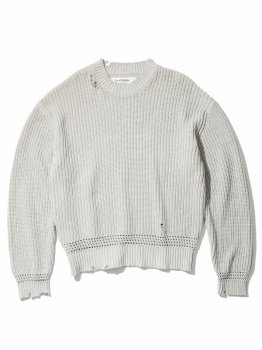 <img class='new_mark_img1' src='https://img.shop-pro.jp/img/new/icons13.gif' style='border:none;display:inline;margin:0px;padding:0px;width:auto;' />【SandWaterr】ORGANIZED CREW NECK SWEATER(C ,A YARN)/グレー