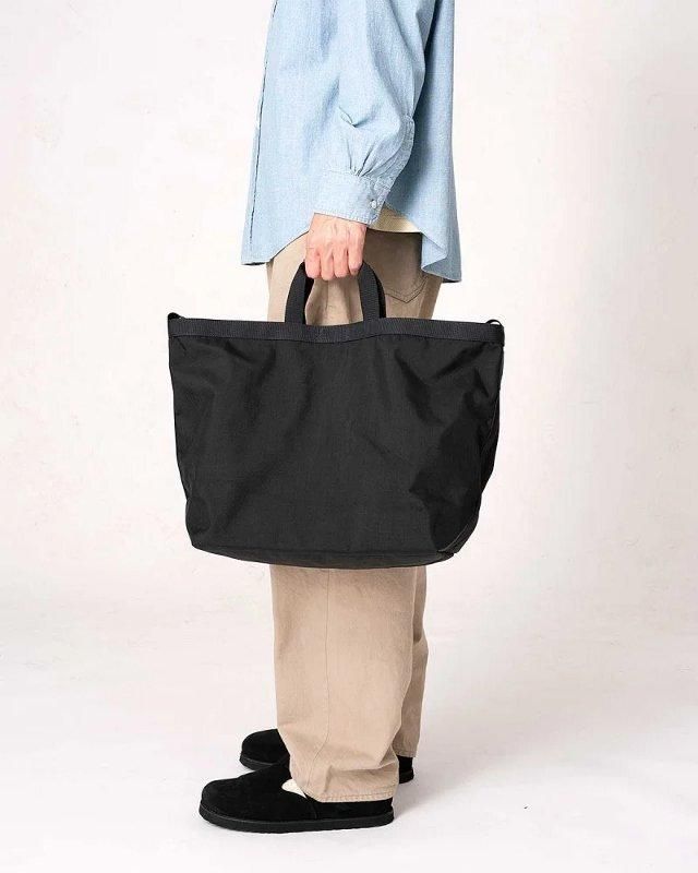 hobo】2WAY TOTE BAG NYLON OXFORD with COW LEATHER | ブラック