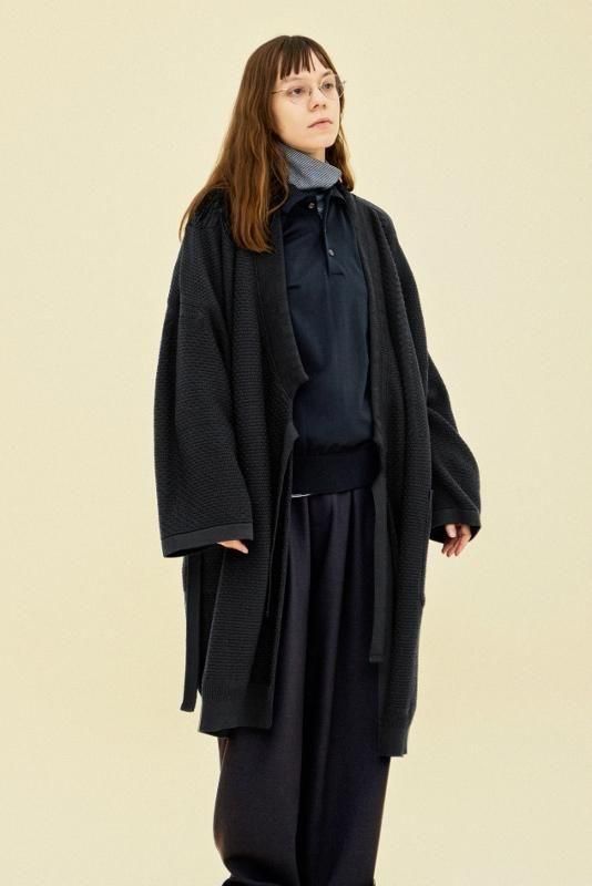 YASHIKI Yukiato Knit coat | ブラック - セレクトショップ