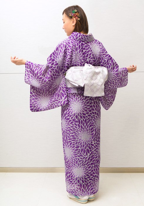 N1802 紫地菊 - 【和あらいや】セパレート浴衣専門店｜大人の女性も納得の着姿。夏の二部式着物も多数販売