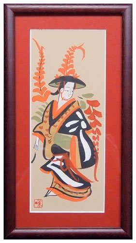 泥地肉筆額 『藤娘』　（30×15） - 大津絵の店 Online Shop