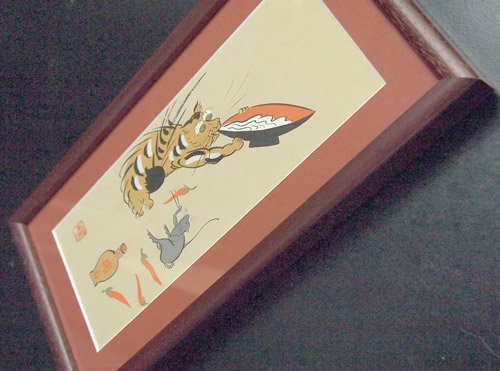 泥地肉筆額 『猫と鼠』 （30×15） - 大津絵の店 Online Shop