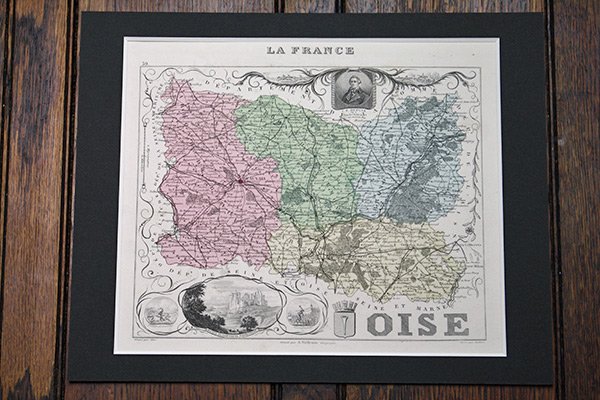 古地図 フランス オワーズ県 1870年 - アンティーク楽譜や、フランスアンティーク、ヨーロッパ紙ものの通販 【アンサンブル・アンティーク】