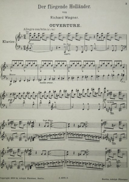 ワーグナー さまよえるオランダ人 1910年 アンティーク楽譜 