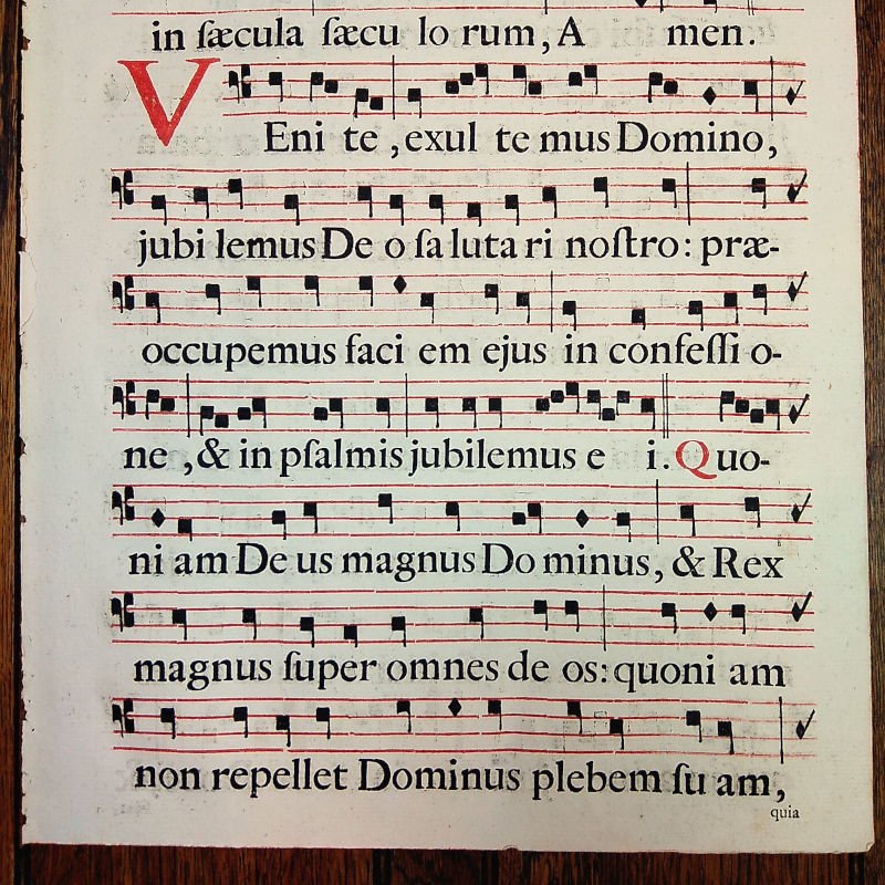 アンティーク16世紀ネウマ譜断簡英国羊皮紙グレゴリオ聖歌楽譜 古道具 
