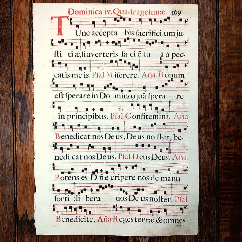 グレゴリオ聖歌 1700年頃 活版印刷 一葉 Ｇ - アンティーク楽譜や 