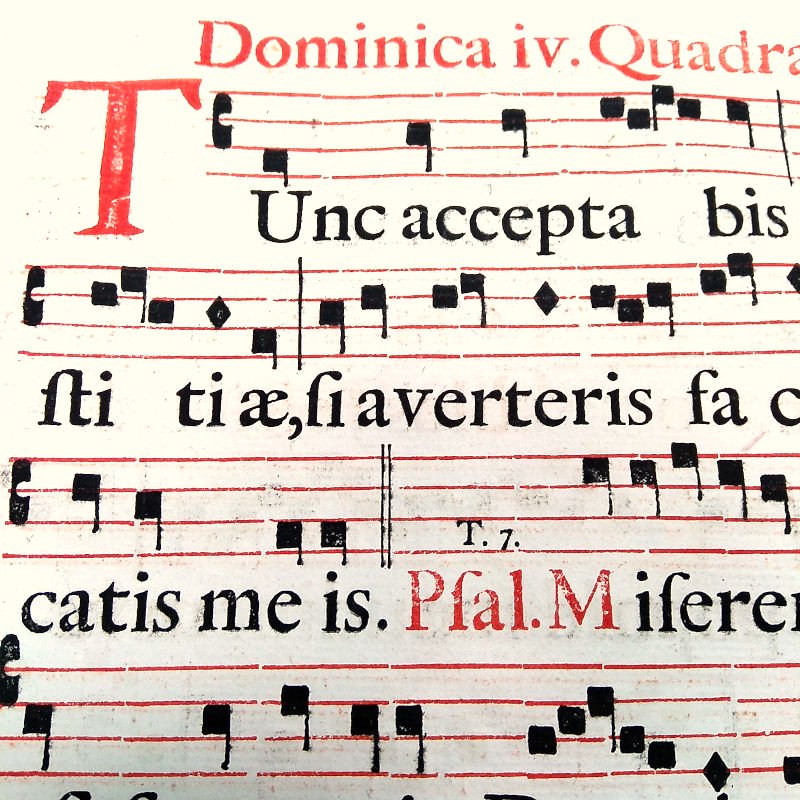 グレゴリオ聖歌　1700年頃　活版印刷　一葉　Ｇ - アンティーク楽譜や、フランスアンティーク、ヨーロッパ紙ものの通販 【アンサンブル・アンティーク】