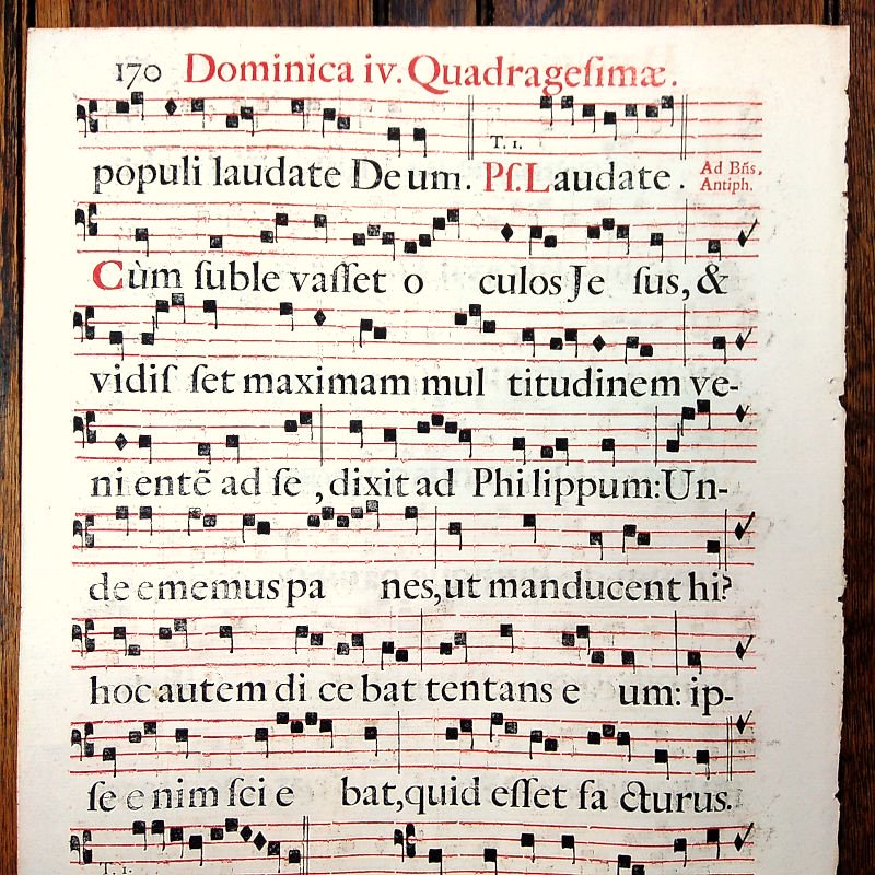品質保証 アンティーク 羊皮紙 グレゴリオ聖歌 アカペラのカラー楽譜 