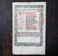 時祷書　11月暦　木版印刷　1519年　ドイツ　一葉