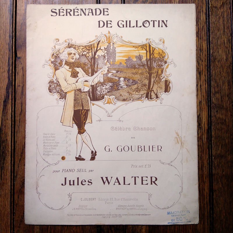 Serenade de Gillotin ルネ・ギロタンのセレナーデ　1905年　アンティーク楽譜 -  アンティーク楽譜や、フランスアンティーク、ヨーロッパ紙ものの通販 【アンサンブル・アンティーク】