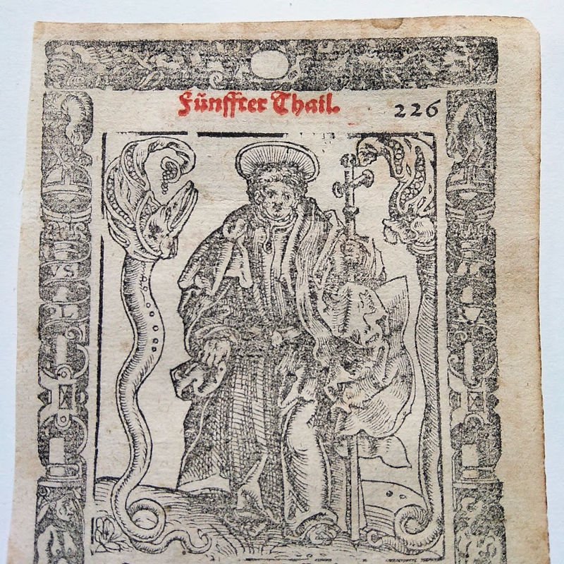 『聖ヤコブ』 祈祷書 木版印刷 1550年 ドイツ 一葉 - アンティーク 