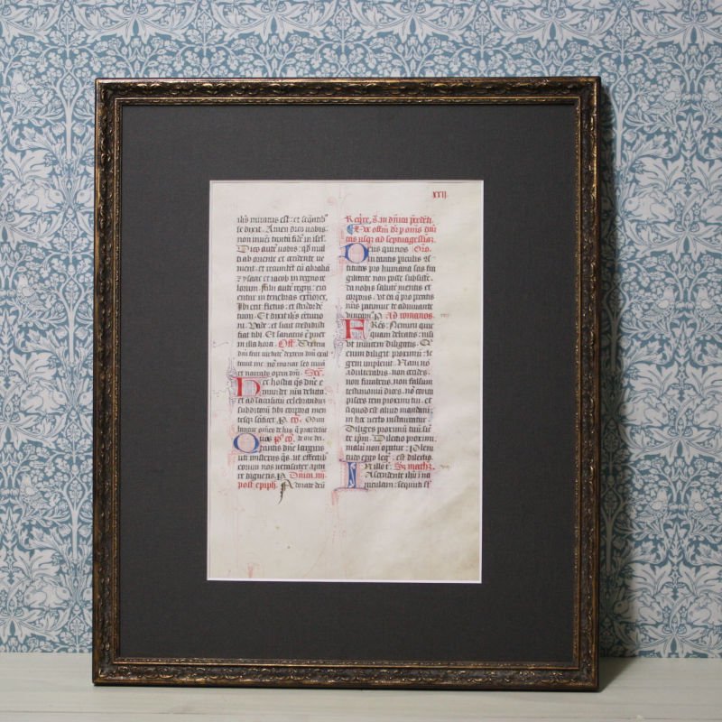 15世紀 時祷書 手書き写本 羊皮紙 ” 一葉 - アンティーク楽譜や 