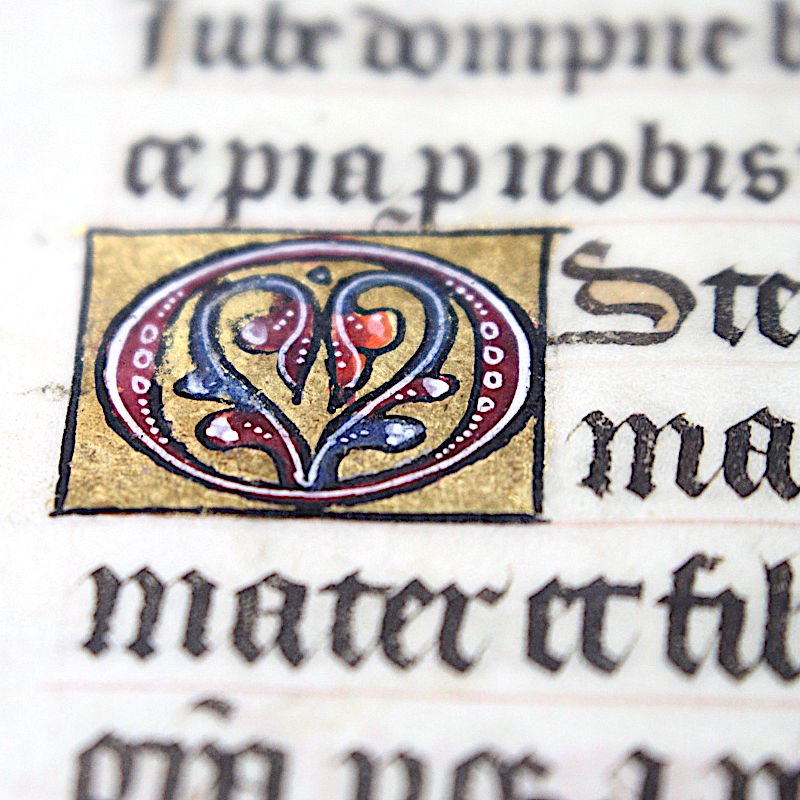 時祷書 装飾写本 フランス 零葉 c.a.1420-40年 Ｏ - アンティーク楽譜