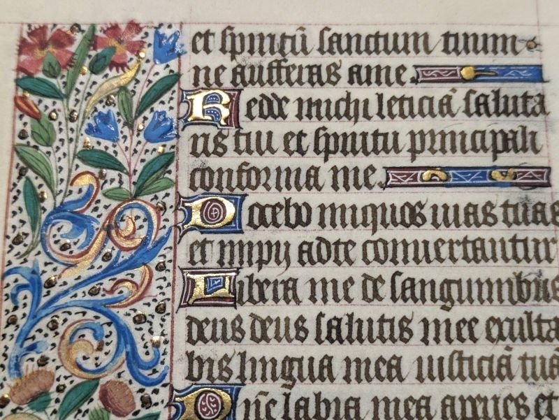 時祷書 装飾写本 フランス 零葉 c.a.1470年 D - アンティーク