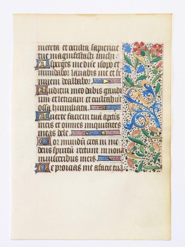 時祷書 装飾写本 フランス 零葉 c.a.1470年 D - アンティーク